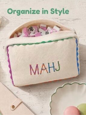 Embroidered Mahjong tile bag